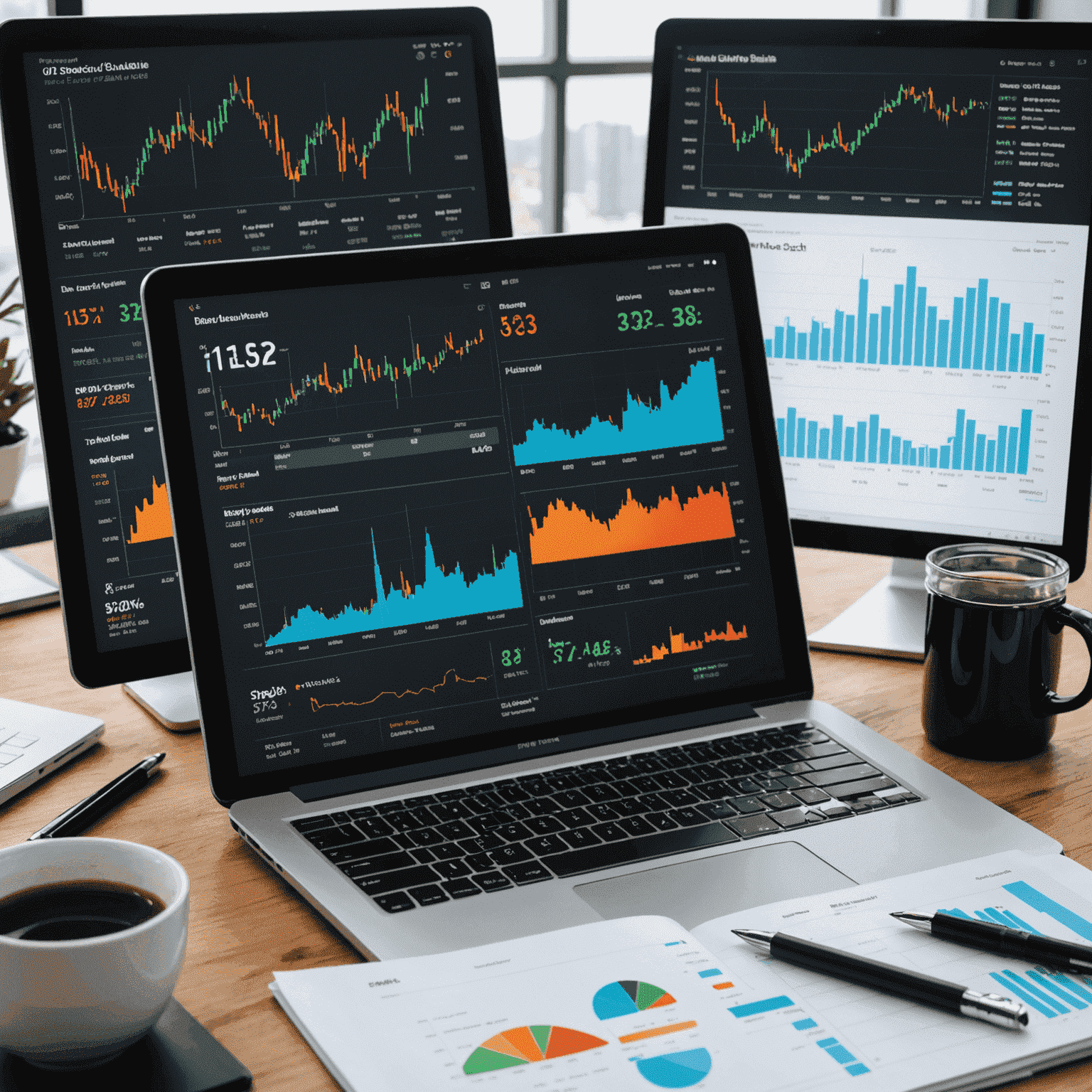 A collage of various oil market analysis tools including charts, graphs, and digital interfaces displaying real-time market data